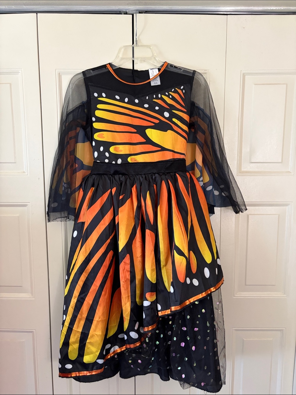 Costume Monarch Butterfly Halloween Vibrant Mesh Cosplay Ruffles Girls Size LG